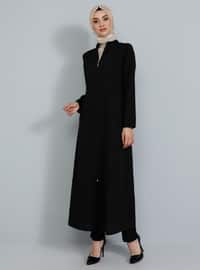 Zippered Abaya - Black
