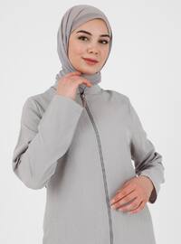 Zippered Abaya - Gray