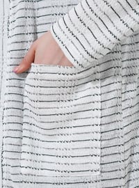 White - Black - Multi - Acrylic - - Plus Size Cardigan
