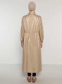 Camel - Unlined - Polo neck - Trench Coat