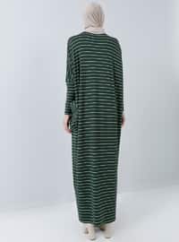 Green - Stripe - Crew neck - Unlined - Viscose - Dress