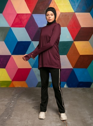 Maroon - Crew neck - Tracksuit Top - FD SPORTS