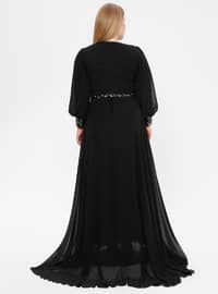 Sequined Hijab Evening Dress Black
