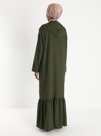 Hooded Pocket Detailed Abaya - Khaki
