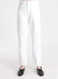White - Denim - - Pants