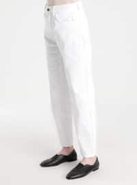 White - Denim - - Pants