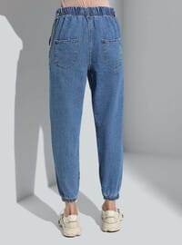 Natural Fabric Chain Detail Jeans Pants Indigo