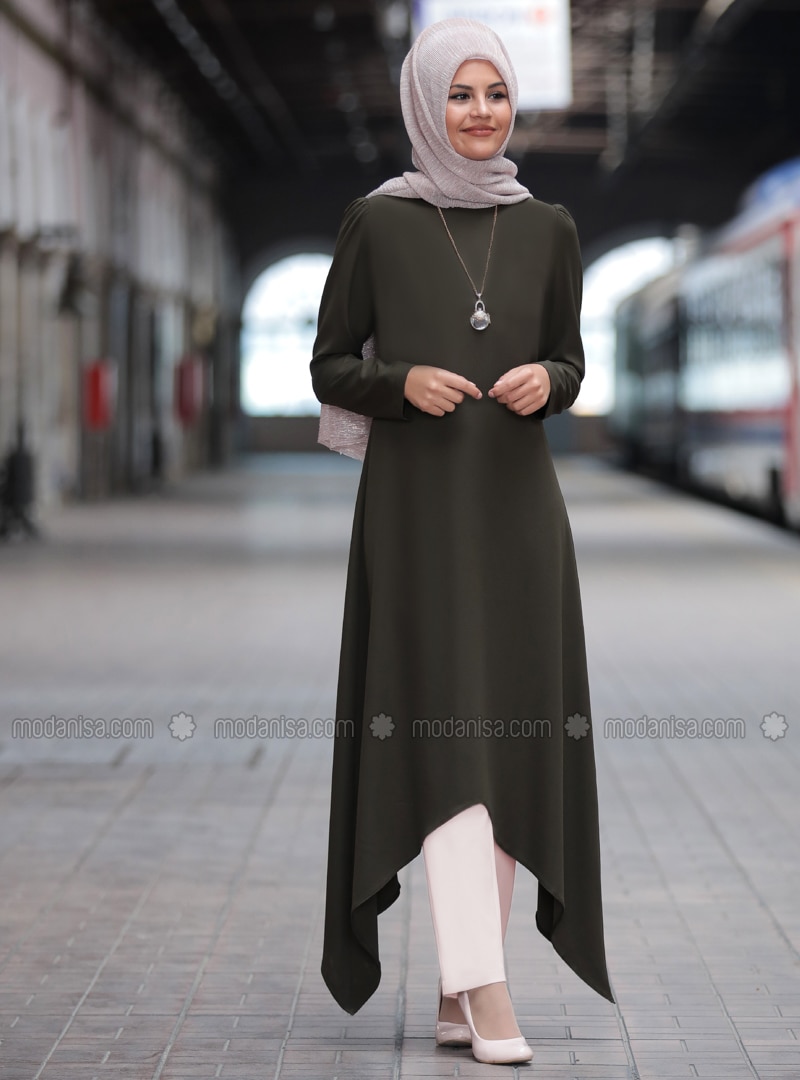 Hira Pants&Tunic Two Piece Hijab Evening Dresses Khaki