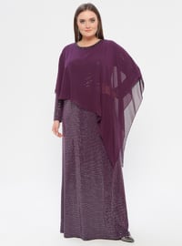 Plum - Fully Lined - Crew neck - Plus Size Dress