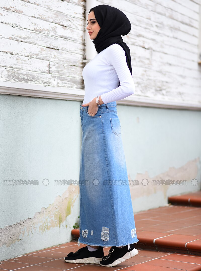 hoodie and denim skirt