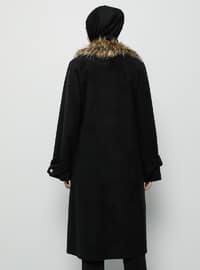 Black - Fully Lined - Point Collar - Acrylic - - Coat