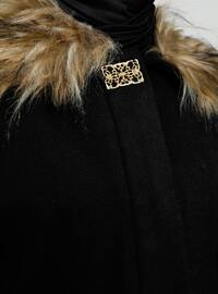 Black - Fully Lined - Point Collar - Acrylic - - Coat