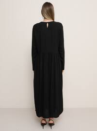 Black - Unlined - Crew neck - Viscose - Plus Size Dress