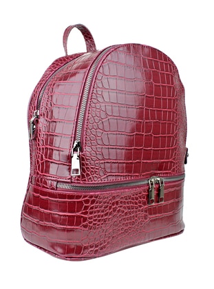 Maroon - Maroon - Backpack - Faux Leather - Backpacks - Housebags