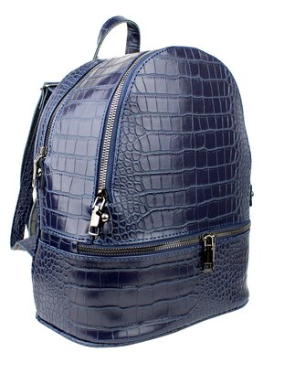 Navy Blue - Navy Blue - Backpack - Faux Leather - Backpacks - Housebags