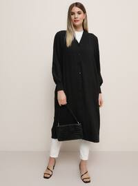 Oversized Cape Black With Buttons At The Neck