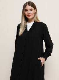 Oversized Cape Black With Buttons At The Neck