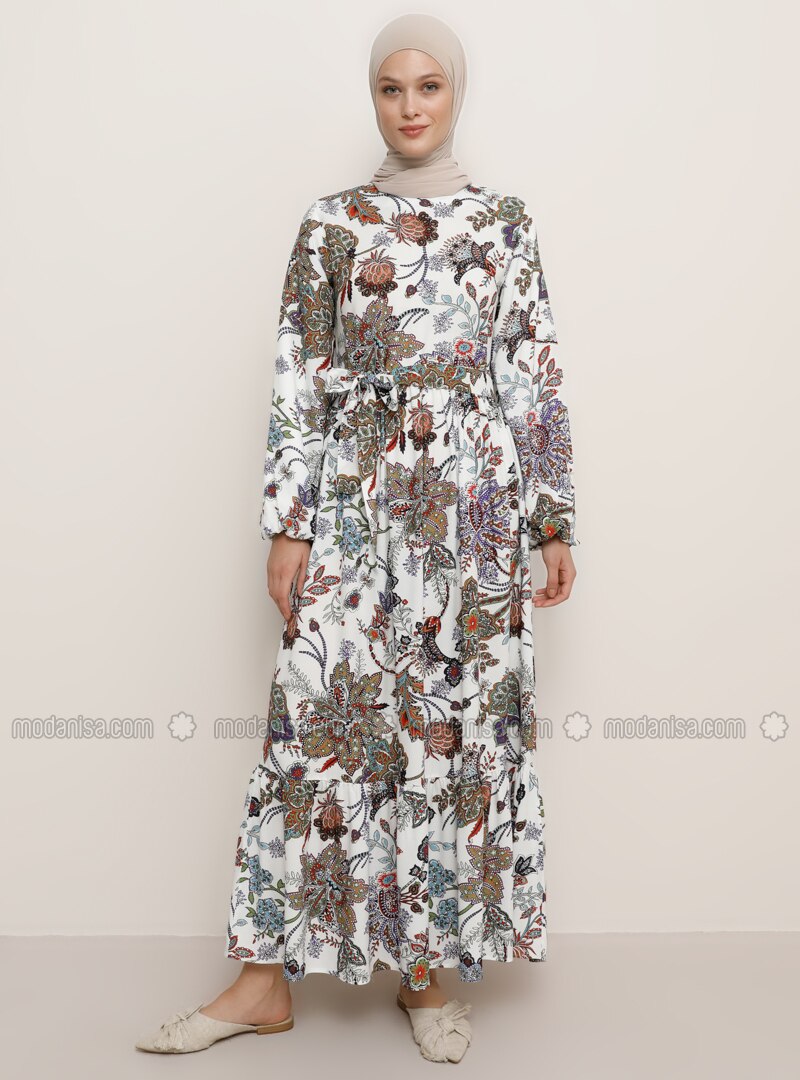 khaki floral dress
