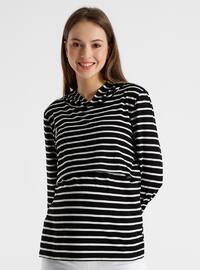 Black - Stripe - - Maternity Tunic