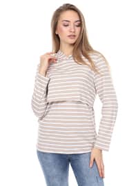 Beige - Stripe - - Maternity Tunic