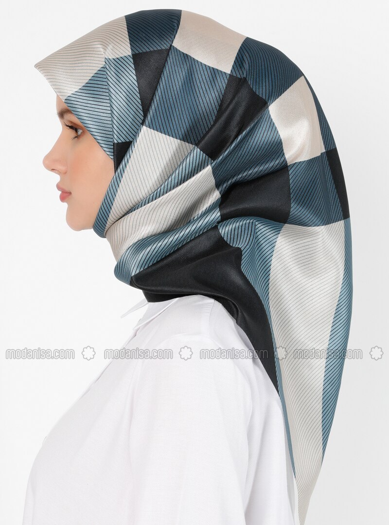 blue and black scarf