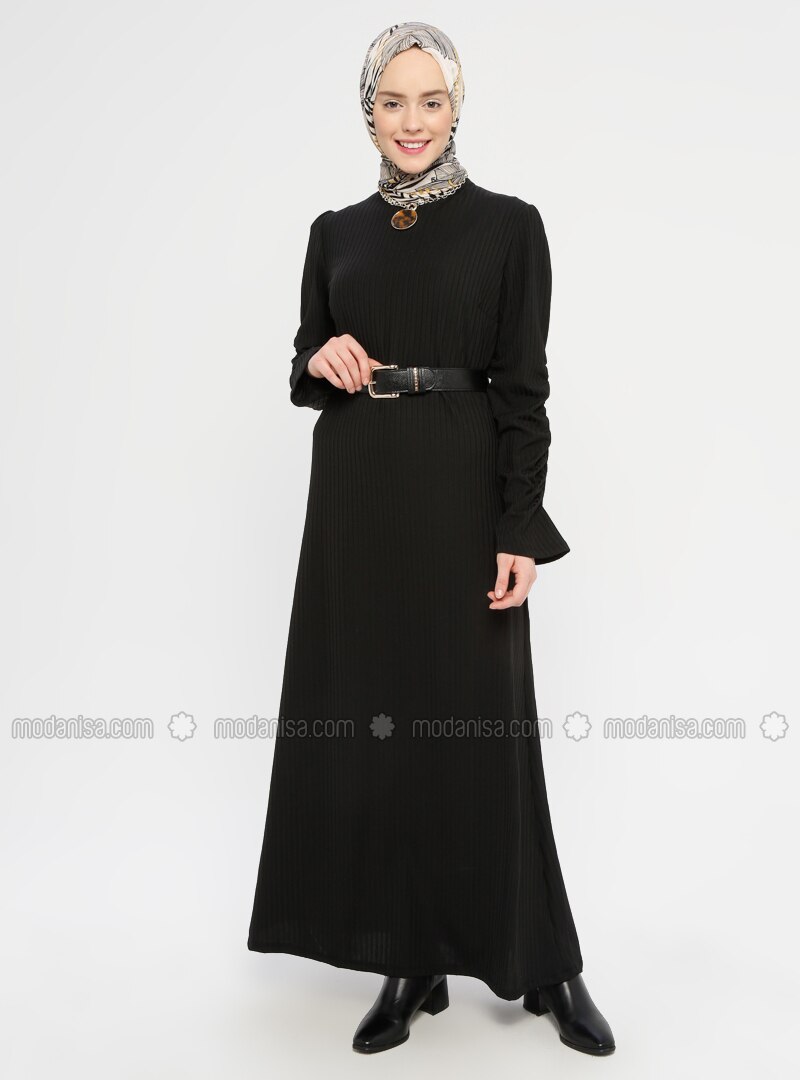 black polo neck dress