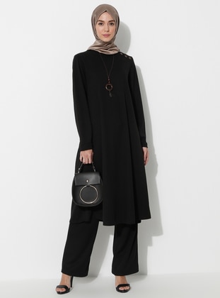 Necklace Tunic & Pants Co-Ord Black