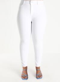 Oversize Natural Fabric Molder Jeans - White