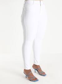 Oversize Natural Fabric Molder Jeans - White