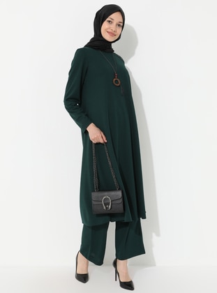 Necklace Tunic & Pants Co-Ord Emerald Green