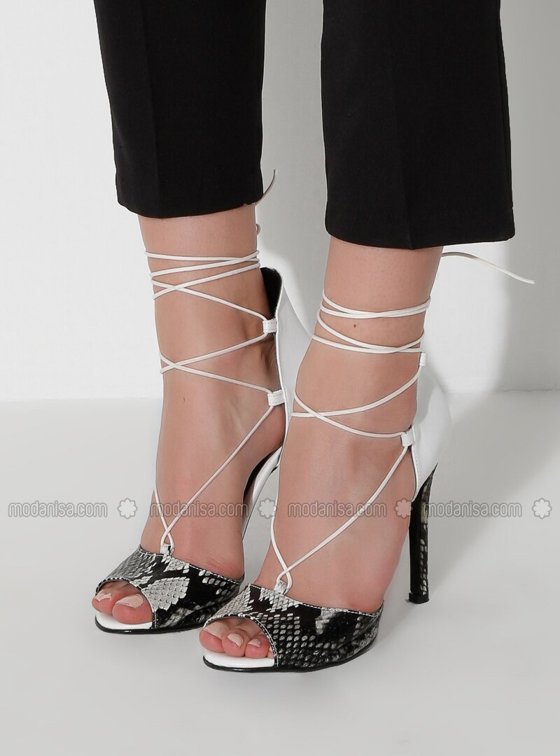 black white heels