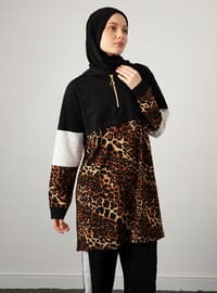 Black - Leopard - Unlined - Acrylic - - Suit