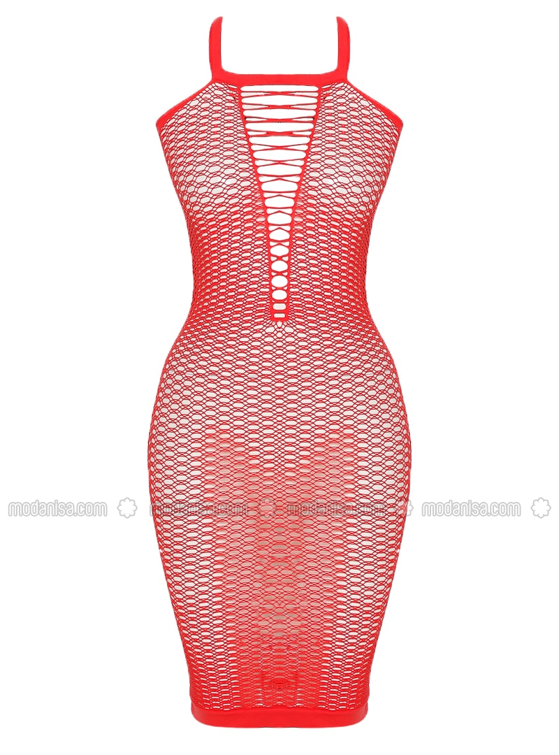 Red - Sweatheart Neckline - Nightdress