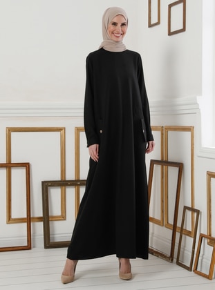 Pocket Detailed Dress - Black - Tavin