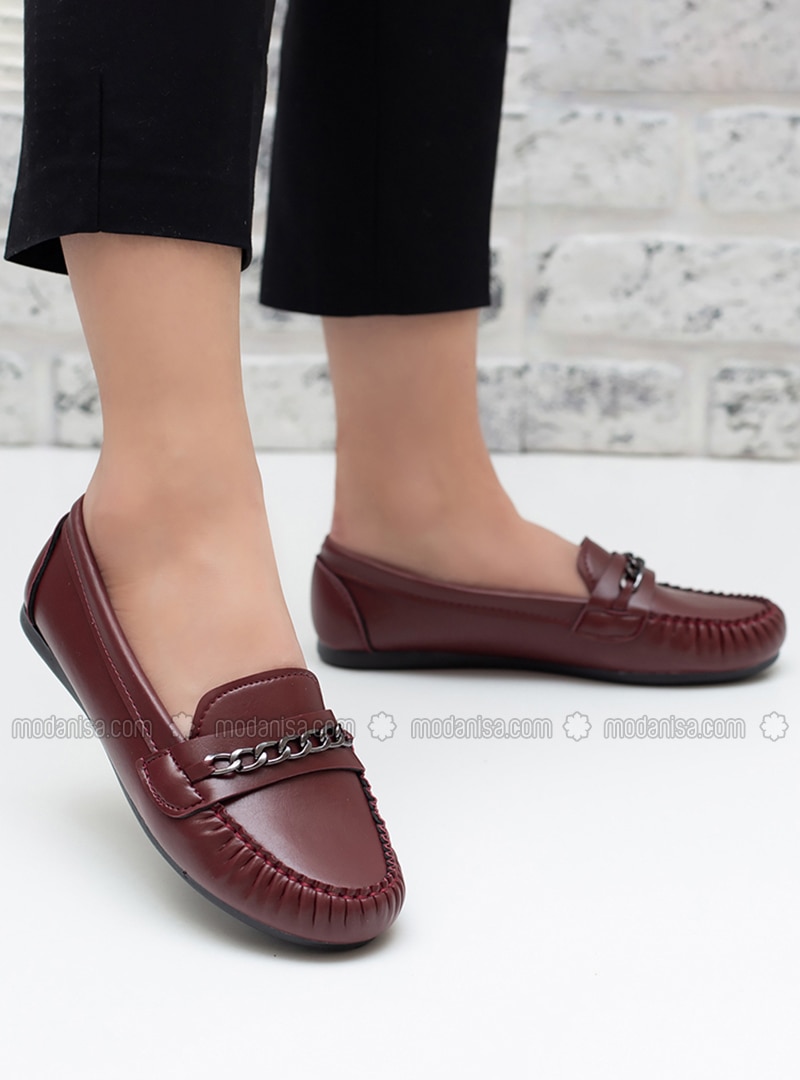 Flat - Casual - Maroon - Casual Shoes