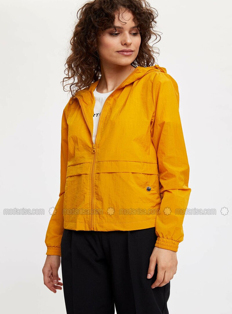 yellow puffer jacket with hood