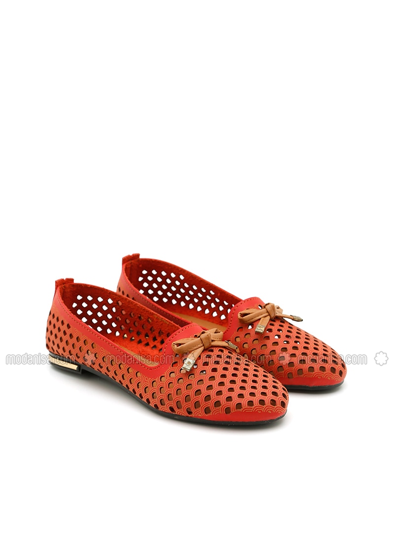 coral flat shoes