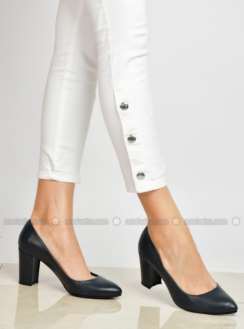 navy and white high heels