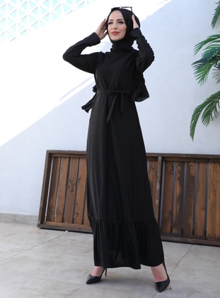 Volan Modest Dress Black