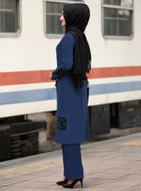 Star Tunic&Pants Two Piece Hijab Evening Dresses Indigo
