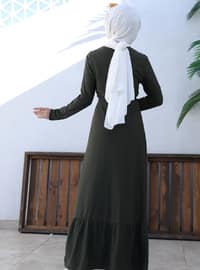 Volan Modest Dress Khaki
