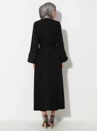 Black - Unlined - Crew neck - Abaya