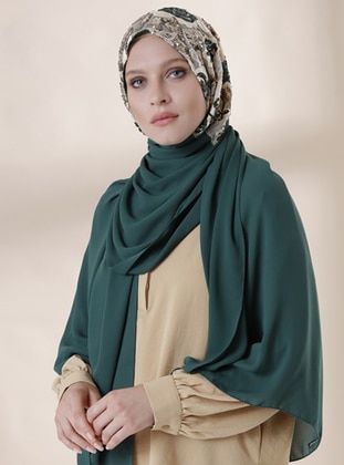 الأخضر الزمردي - من لون واحد - حجابات جاهزة - DIFFERENZA