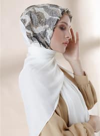 بيج - أبيض - من لون واحد - حجابات جاهزة
