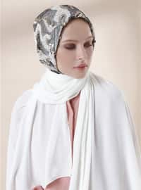 بيج - أبيض - من لون واحد - حجابات جاهزة