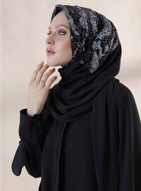 نيلي - أسود - من لون واحد - حجابات جاهزة
