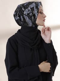 نيلي - أسود - من لون واحد - حجابات جاهزة