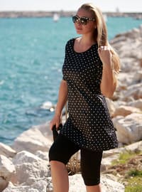 Black - Multi - Polka Dot - Plus Size Swimsuit