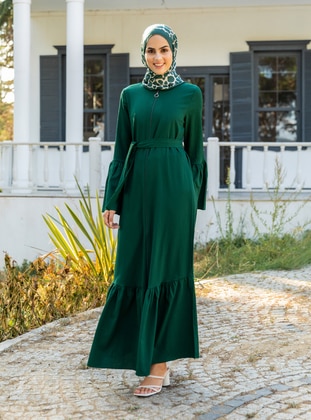 Emerald - Unlined - Crew neck - Abaya - Miss Cazibe