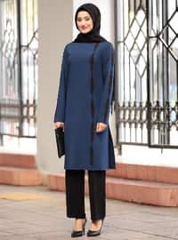 Elif Pants&Tunic Two Piece Hijab Evening Dresses Indigo